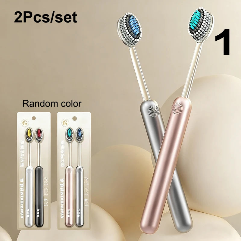 2 Pcs Whole Mouth Clean Toothbrush Ultra-Fine Soft Hard Bristle Toothbrush For Adults Excellent Cleaning Effect Whitening Teeth