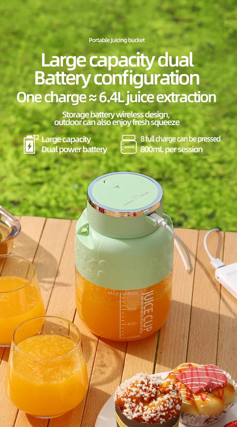 Wireless Portable Juicing Bucket | 800ml Fresh Fruit Juicer