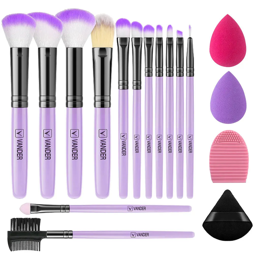 13 Piece Makeup Brushes & Sponges Set | Soft Synthetic Beauty Tools