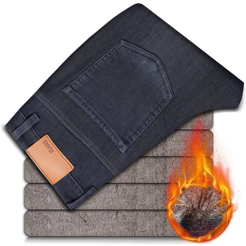 Men's Winter Jeans | Thick Plush Velvet Denim Pants for Comfort