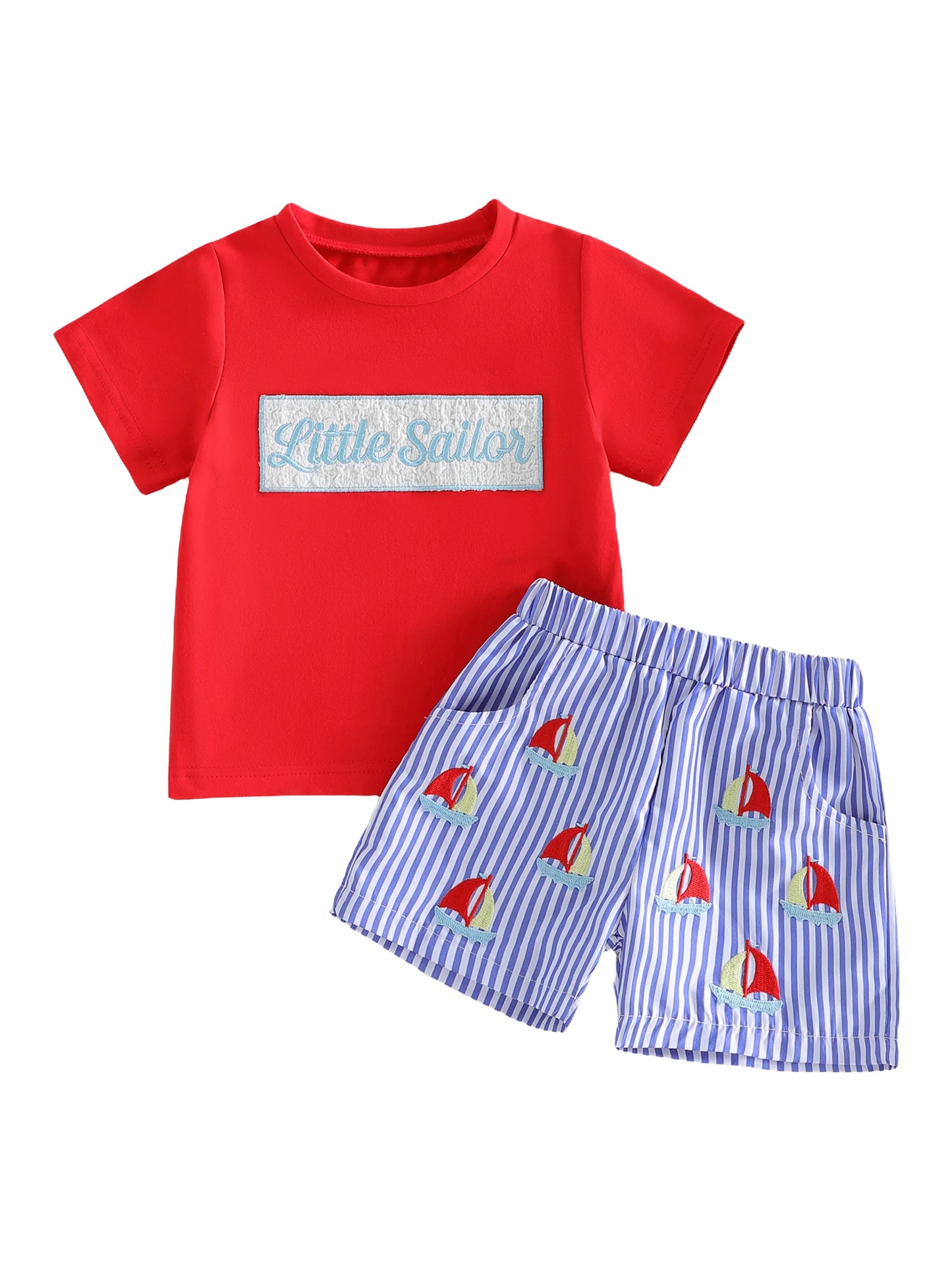 Boys Summer Outfit Set | Casual Short Sleeve Tee & Denim Shorts
