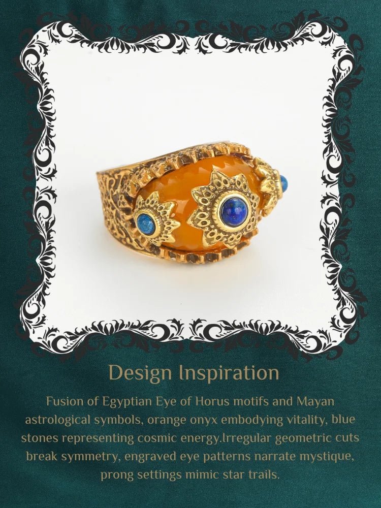 Vintage Sun Ring with Yellow Stone | Elegant Antique Jewelry