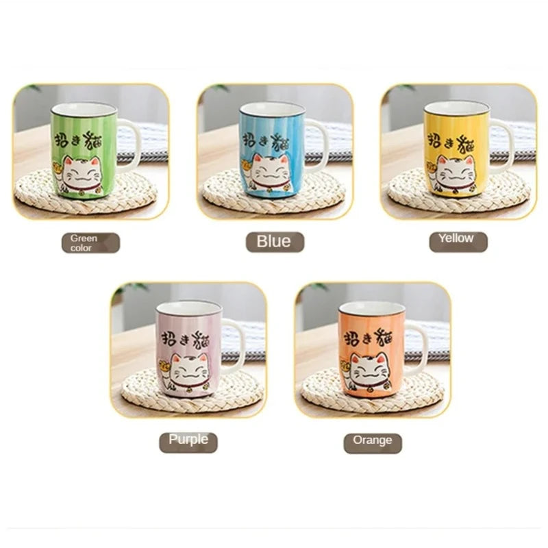 Taza de cerámica japonesa de gato de la suerte | Vajilla ecológica
