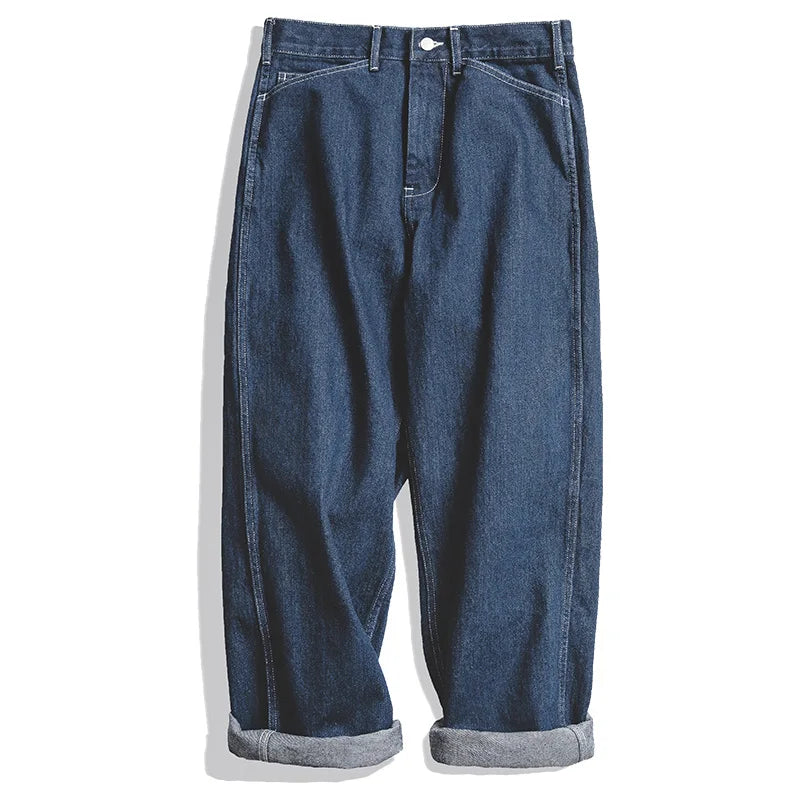 Men's Retro Wide Leg Denim Pants | Oversize Loose Fitting Style