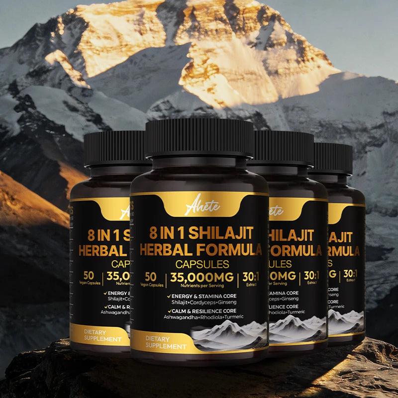 8-in-1 Himalayan Shilajit Capsules for Stress Relief & Vitality