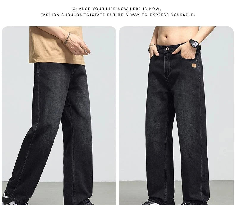 Men's Retro Straight Jeans | Casual Loose Wide Leg Denim Pants