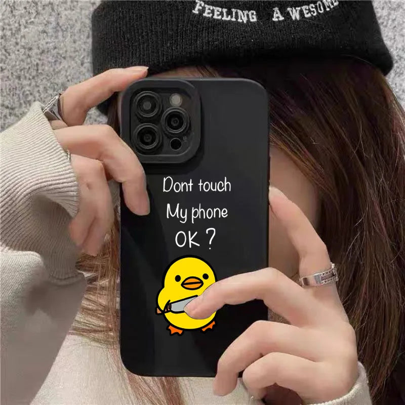 Cute Minimalist Cartoon Duck Silicone Phone Case | Stylish Protection