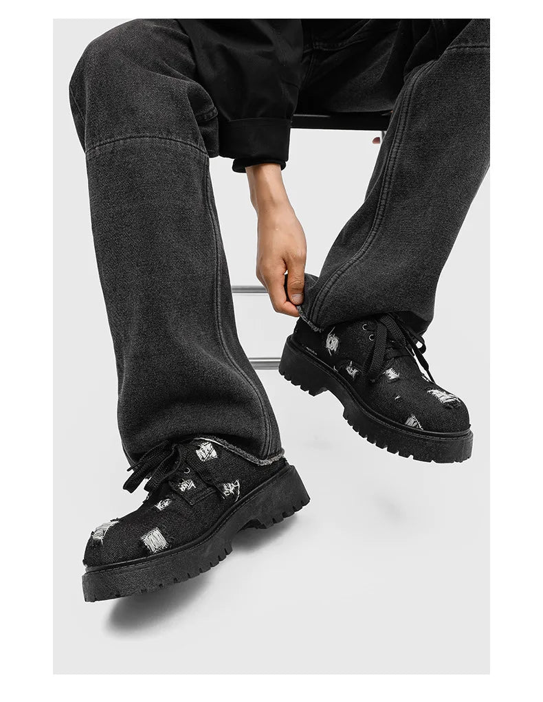 Comfortable Denim Low Top Boots with Thick Sole | Trendy Sneakers