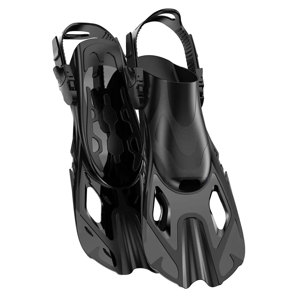 Swim Flippers Snorkel Fins Short Diving Frog Shoes Duck Webs Adjustable Silicone Travel Size Open Heel For Adult Men Women Youth