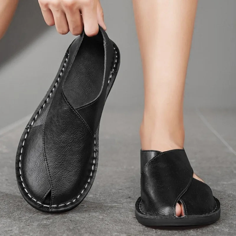 Men's Lightweight Breathable Leather Sandals | Summer Beach Shoes