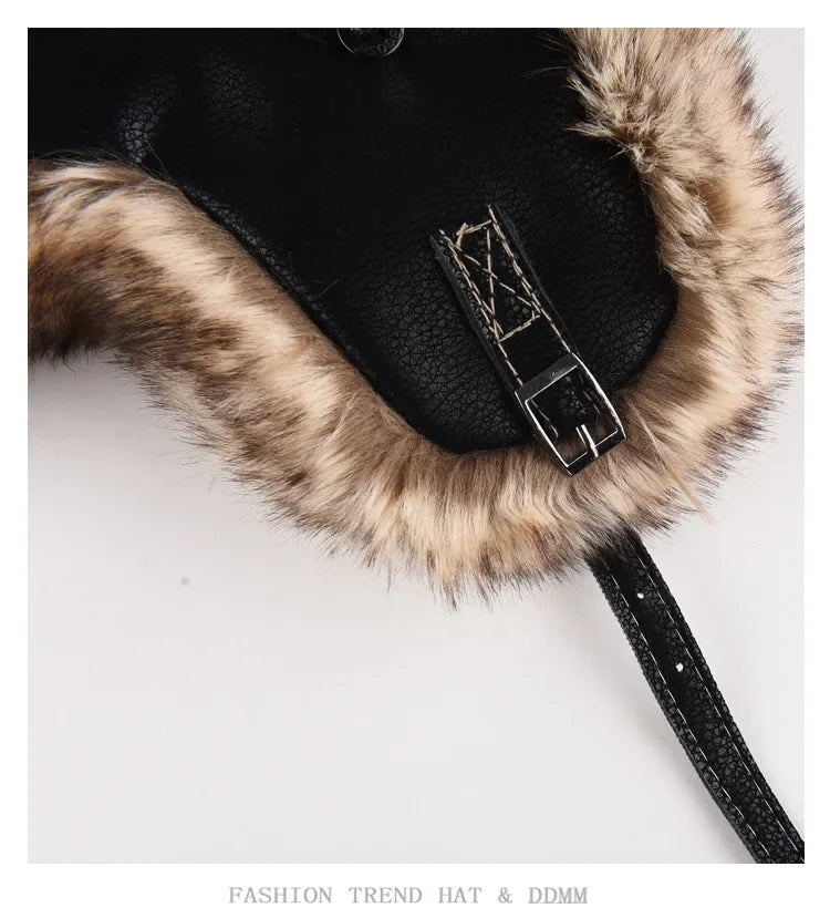 Plus Size Faux Fur Bomber Hat | Winter Windproof Trapper Cap