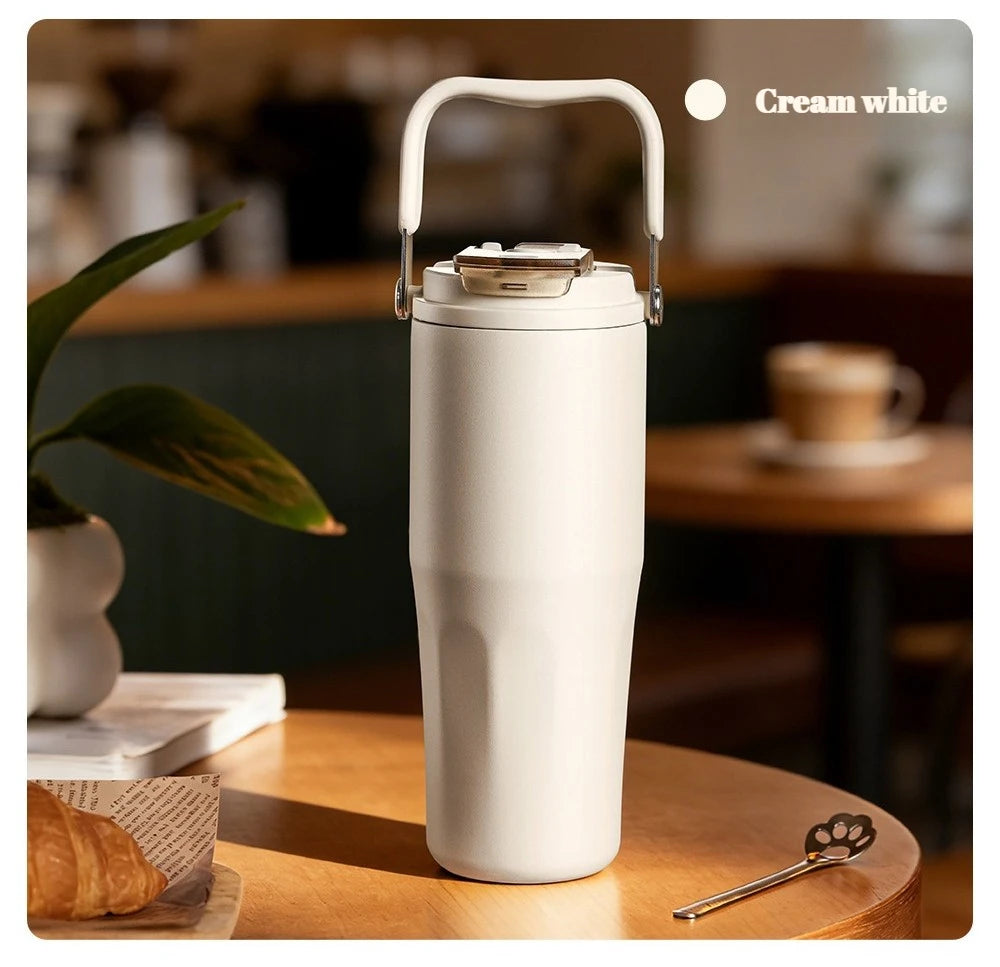 800ML Insulated Travel Tumbler with Straw & Tea Infuser | Leakproof Design
