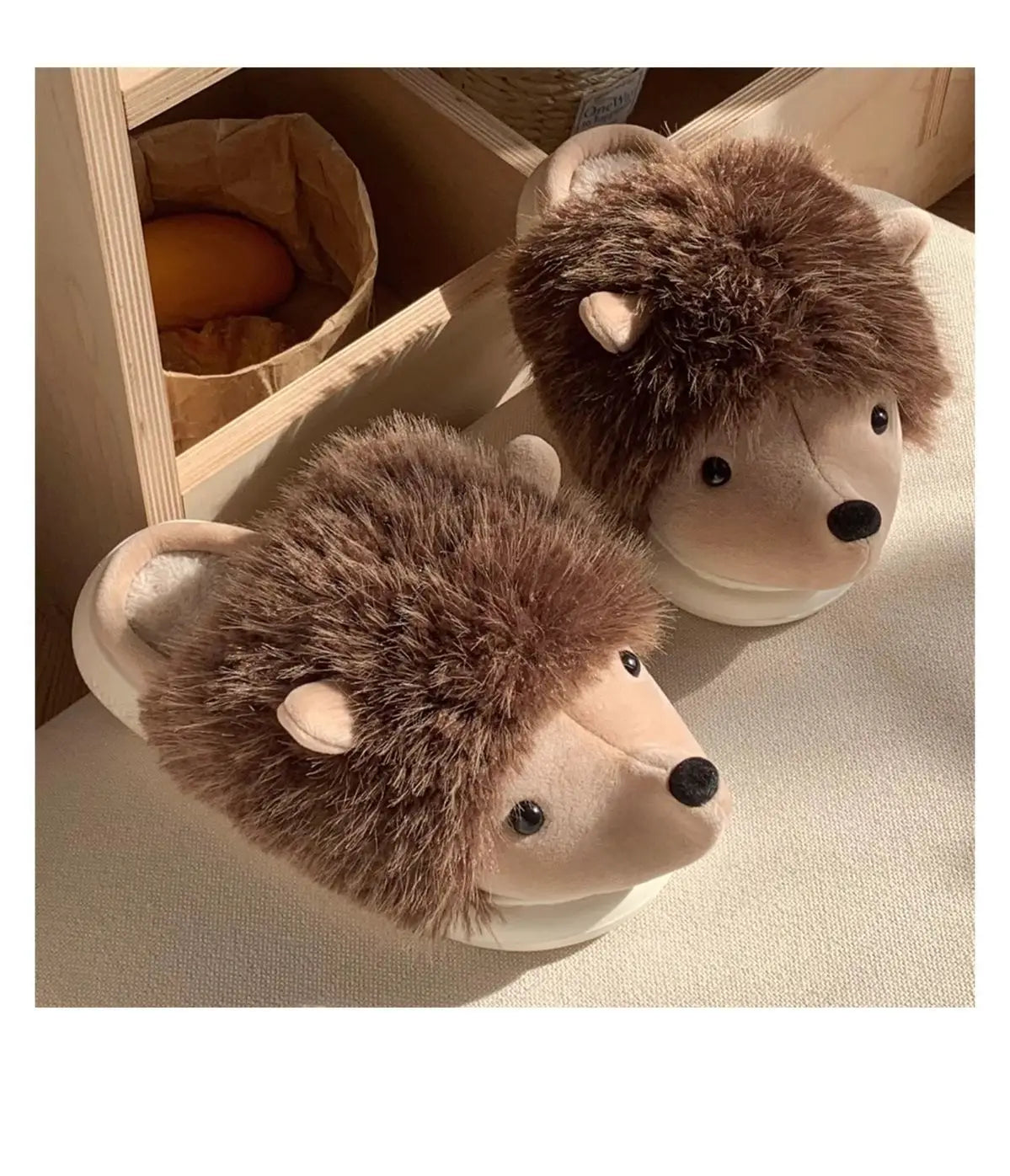 Cute Hedgehog Plush Winter Slippers | Cozy Cotton Home Shoes