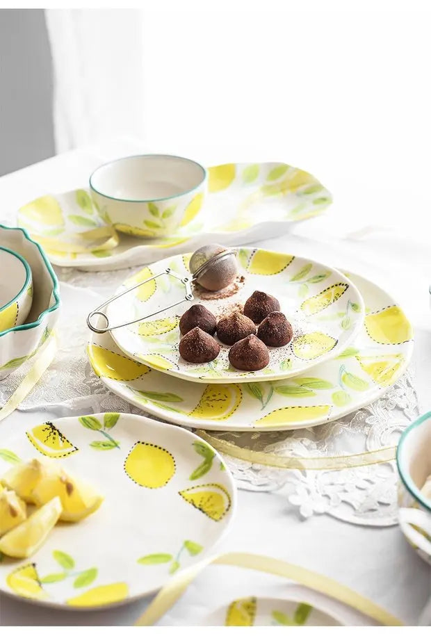 Japanese Style Ceramic Dining Set | Elegant Lemon Collection