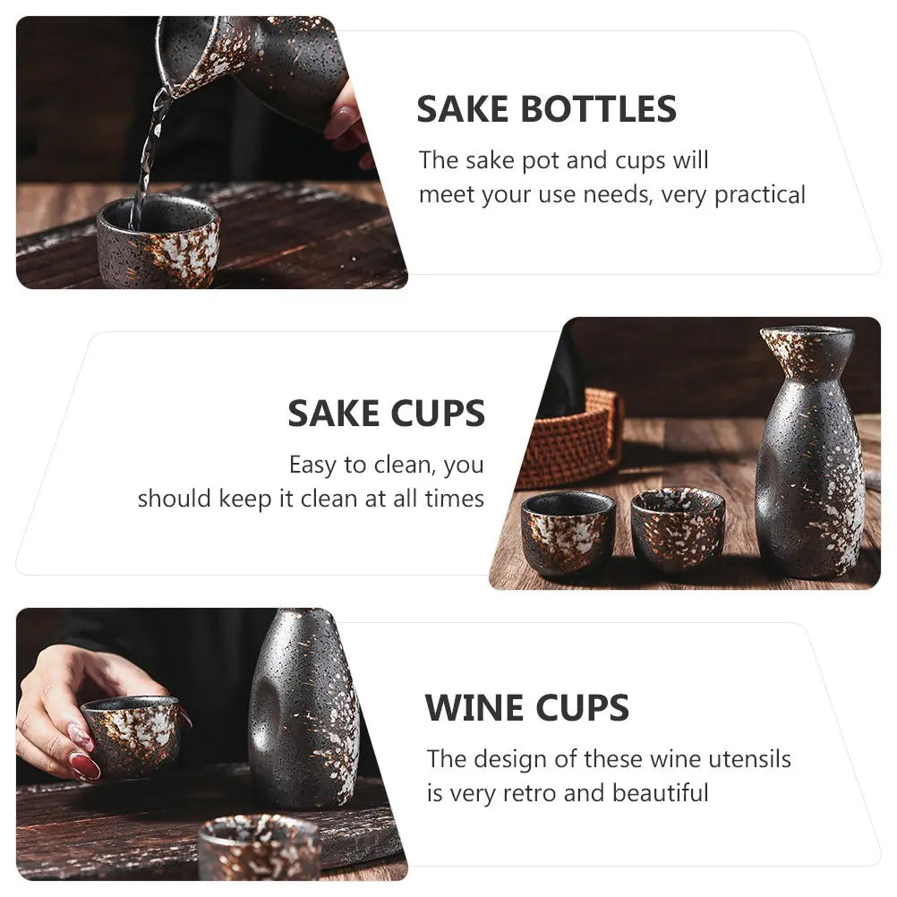 Japanese Style Ceramic Sake and Wine Set | Retro Design Drinkware