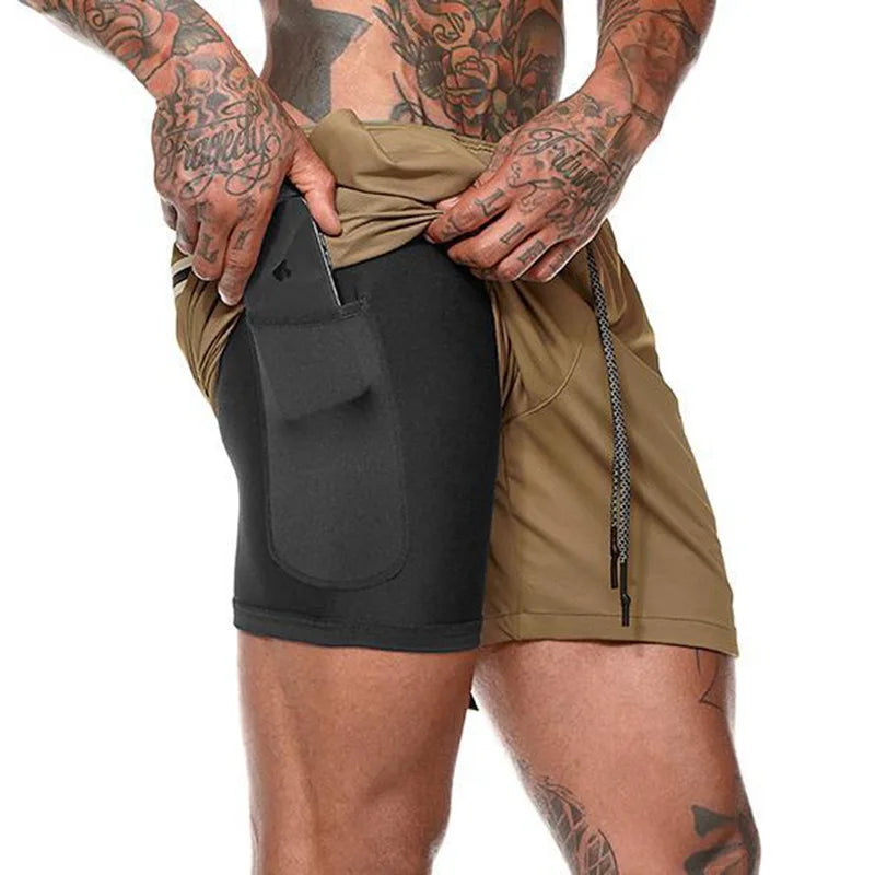 Men's 2 in 1 Compression Shorts | Quick Dry Gym & Running Shorts