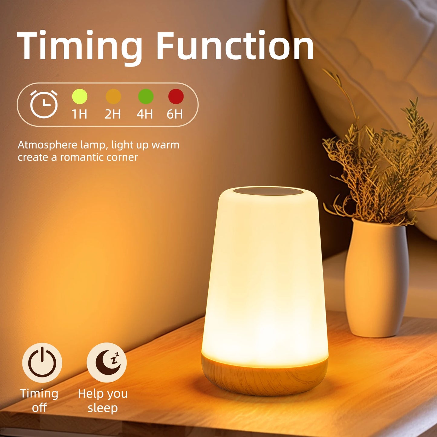 Lámpara de noche portátil RGB que cambia de color | Luz táctil regulable