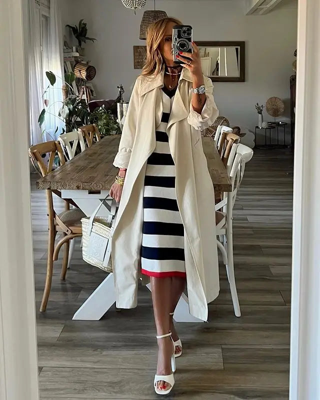 Striped V-Neck Pullover Dress for Women | Casual Summer Style