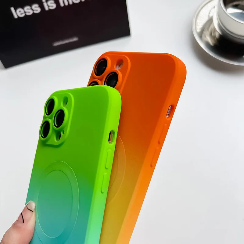 Comes With Lens Film Gradient Color Phone Case For IPhone 17 16 15 14 13 12 Pro Max 11 Silicone Shockproof Back Cover