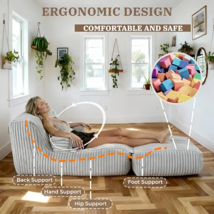 Puf Grande de Espuma Viscoelástica | Sillón Reclinable Cómodo para Todas las Edades
