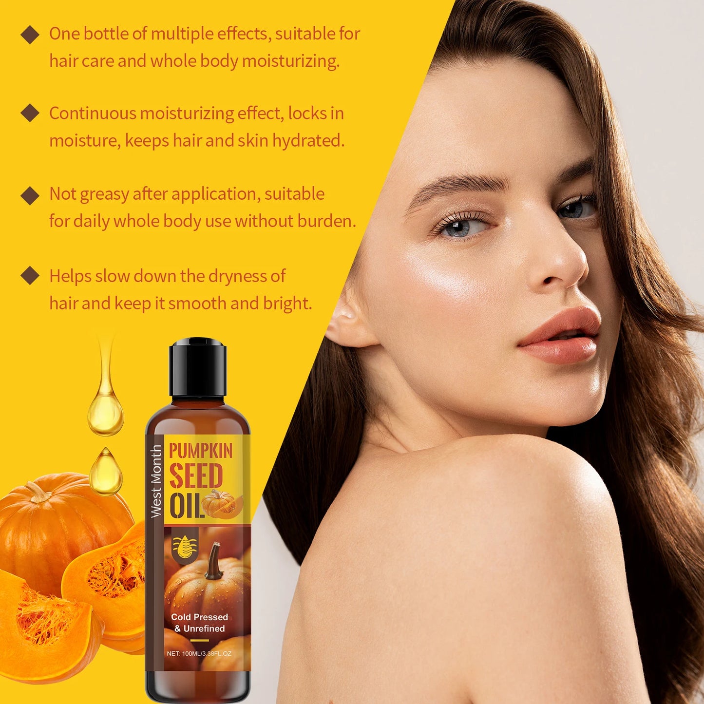 Organic Pumpkin Seed Oil for Hair Growth & Skin Hydration