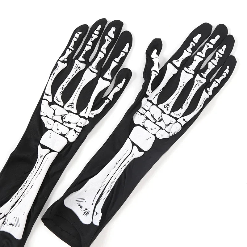 Black Punk Fingerless Gloves | Gothic Skeleton Style Accessories