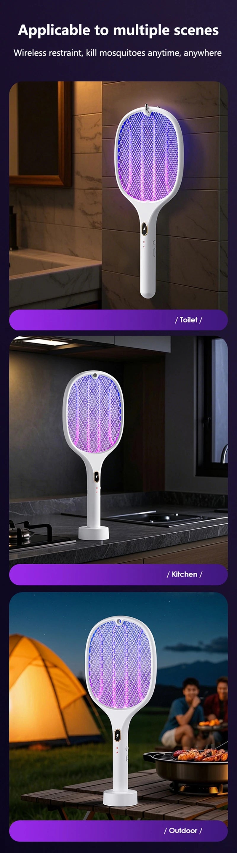 Multi-Functional Electric Bug Zapper Racket | USB Rechargeable Mosquito Killer