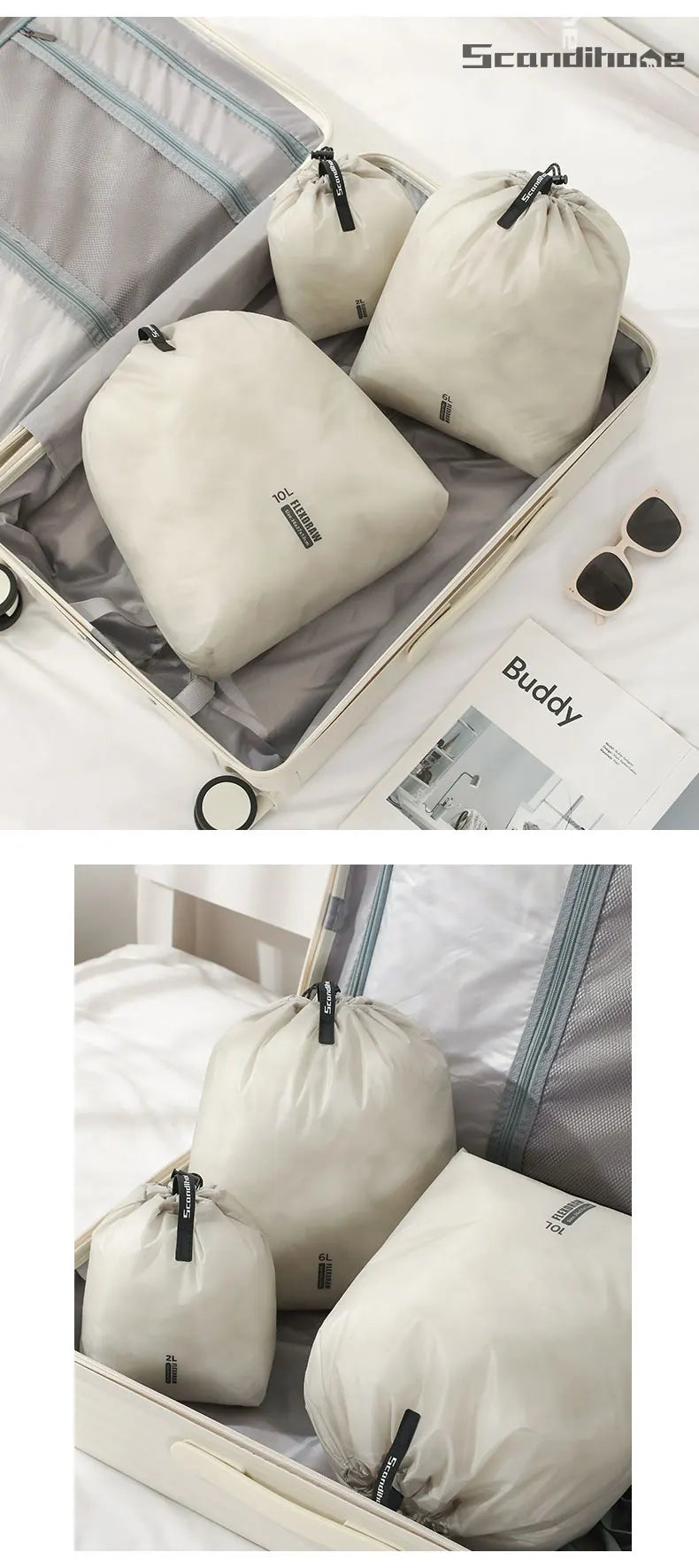 Large Capacity Waterproof Storage Bag for Clothes Travel Organizer Pouch with Multiple Pockets for Outdoor Hiking Camping