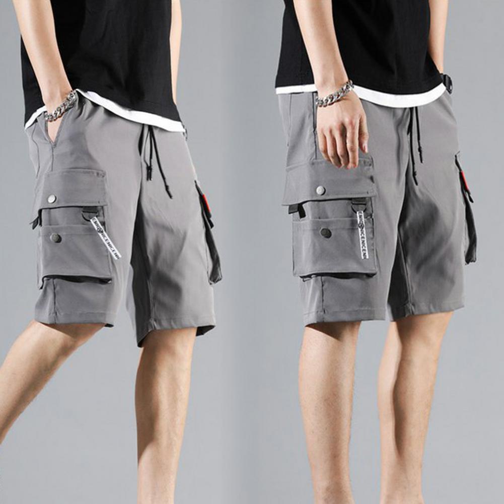 Men's Summer Cargo Shorts with Elastic Waist and Pockets