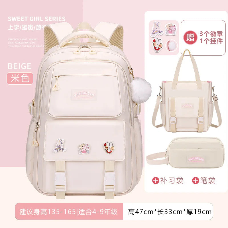 3-Piece Large-Capacity Children's Backpack for Middle School