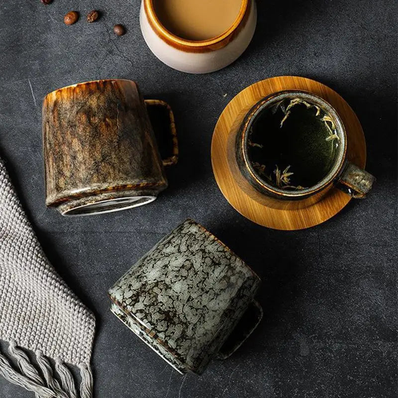 Vintage Ceramic Mug | High-Capacity Coffee and Tea Cup