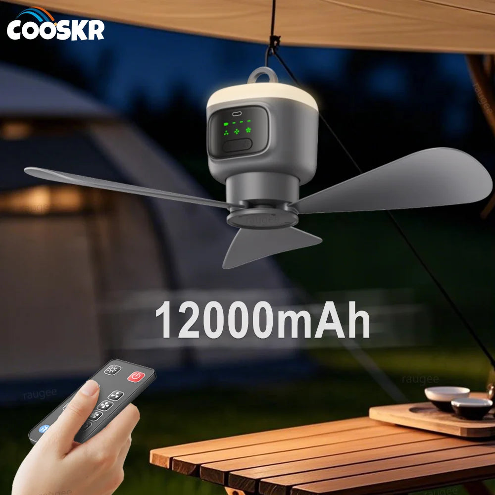 12000mAh Portable Camping Fan with Remote Control | Cool & Light