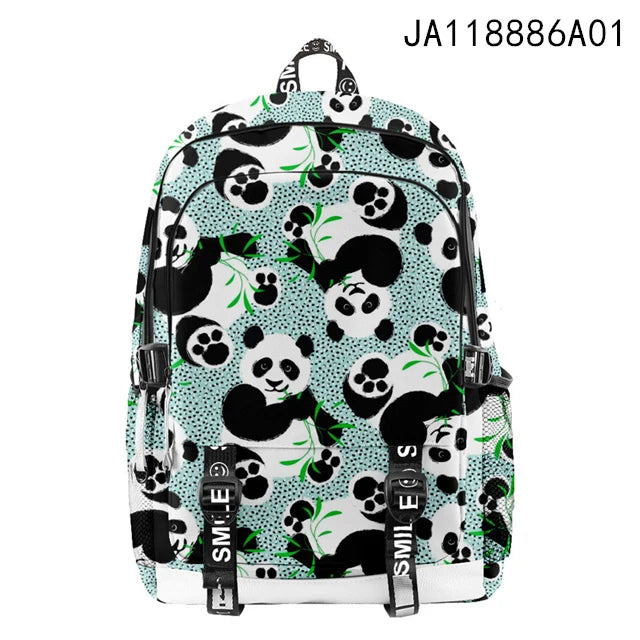3-Piece Cartoon Panda School Backpack Set for Students