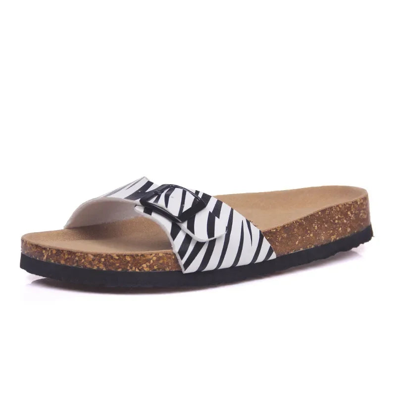 Elegantes chanclas de corcho de verano para mujer | Sandalias informales de playa