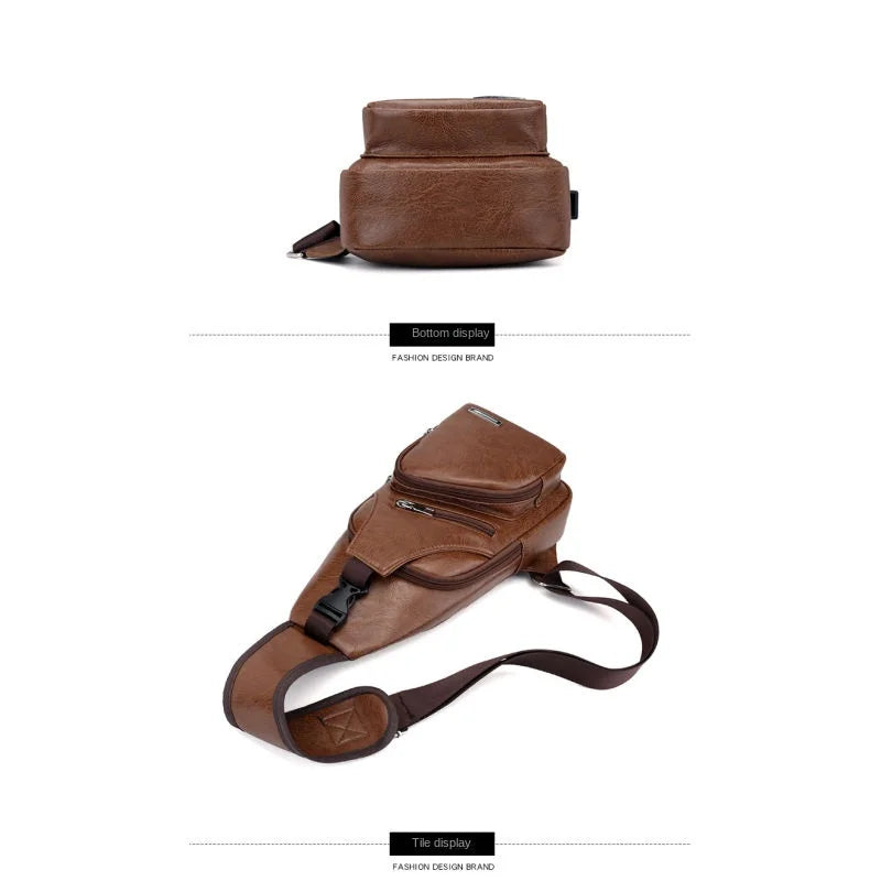 Men's Chest Bag with Headphone Hole | Versatile USB Shoulder Pack