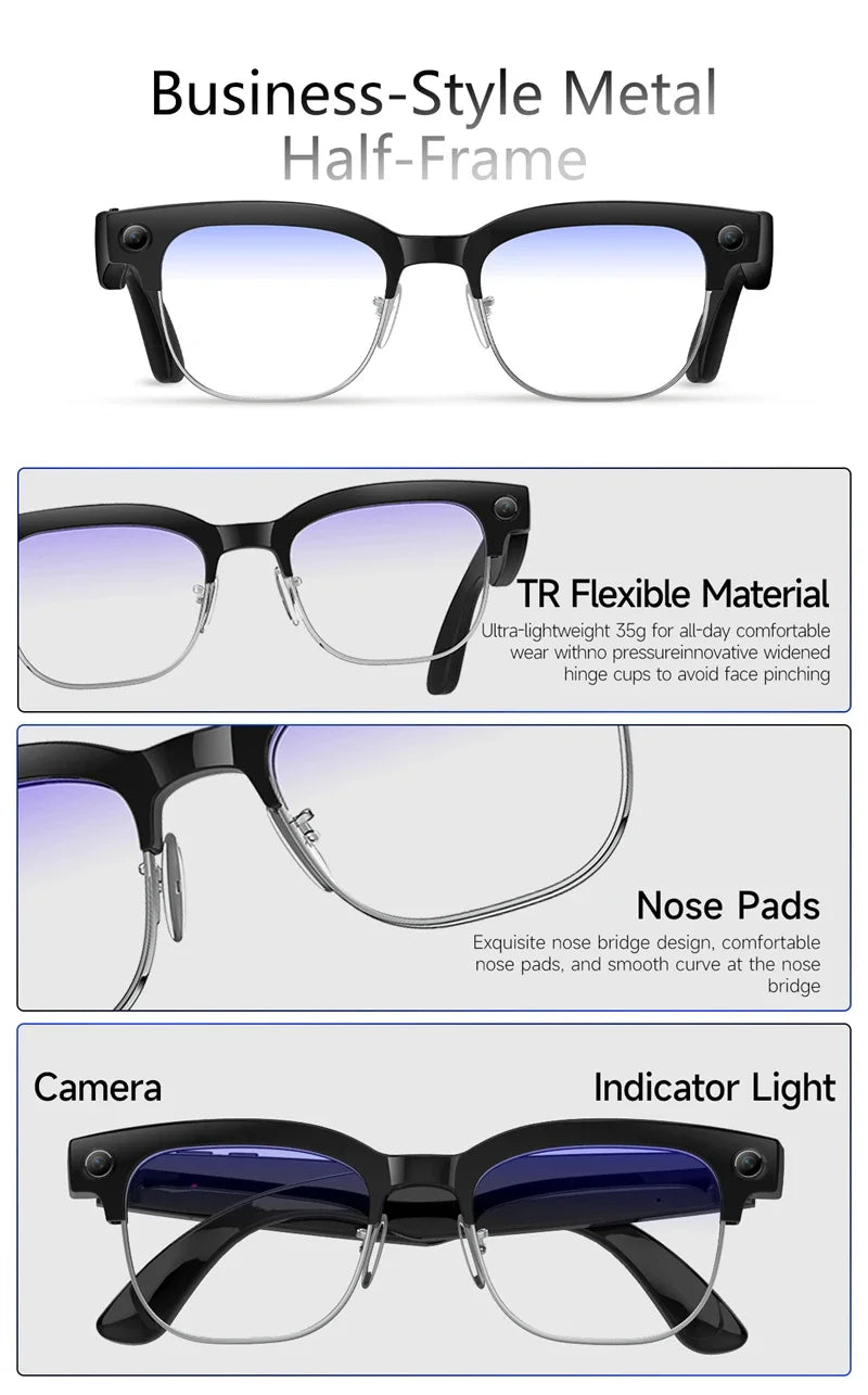 4K Smart Glasses with AI Translation & Video Recording Features