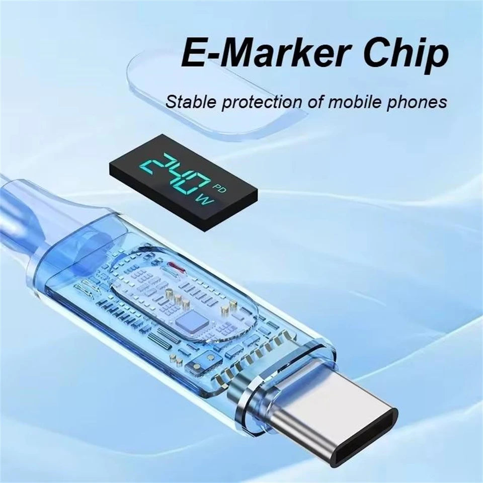 100W USB Type C Cable | Fast Charging Data Cord with LED Display