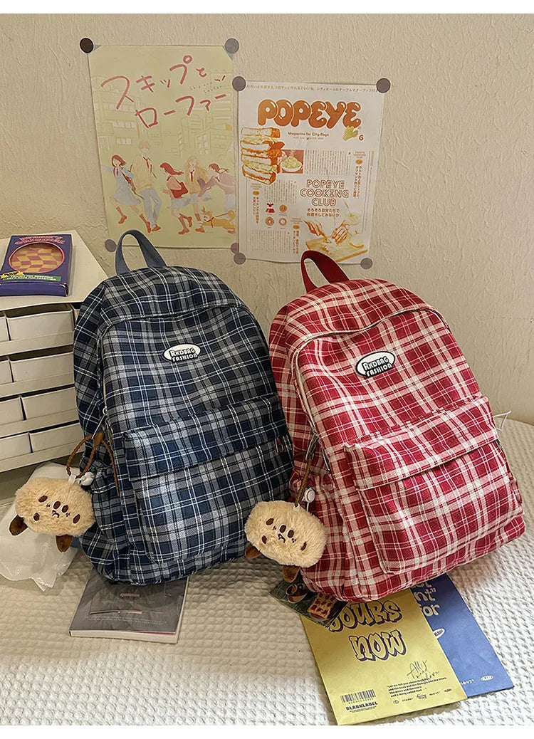 Large Capacity Plaid Backpack | Versatile Travel & School Bag