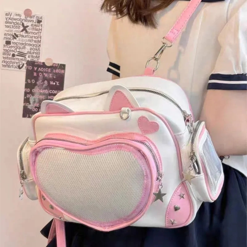Cute Cat Rivet Backpack for Women | Chic Y2K Aesthetic Style