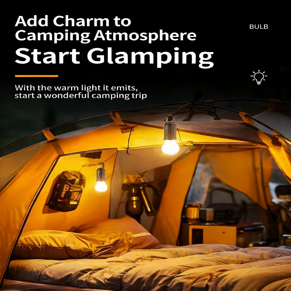 Portable LED Camping Bulb Light | Solar & Type-C Charging Lantern