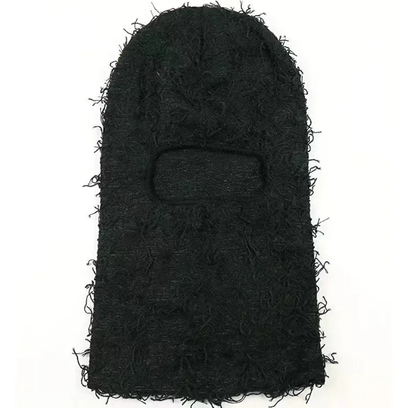 Unisex Distressed Knit Balaclava | Fuzzy Winter Ski Mask