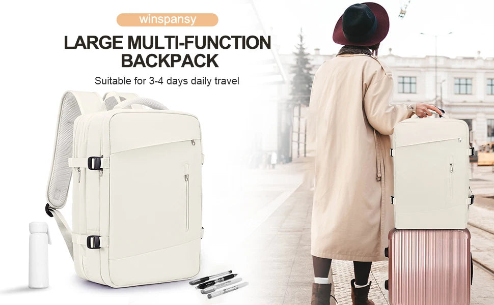 Expandable Women's Travel Backpack | Waterproof Hiking Laptop Bag
