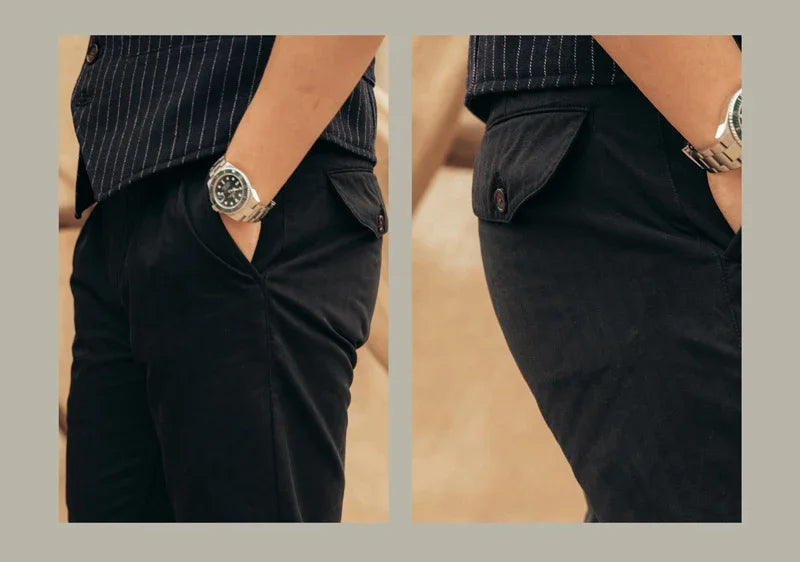 Men's Herringbone Cotton Gurkha Pants for Casual Style