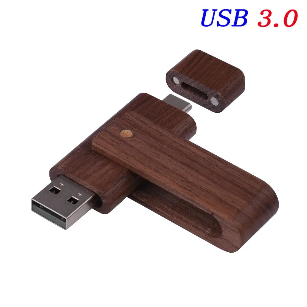 Wooden TYPE-C USB Flash Drive | Custom Logo Pendrive Gifts