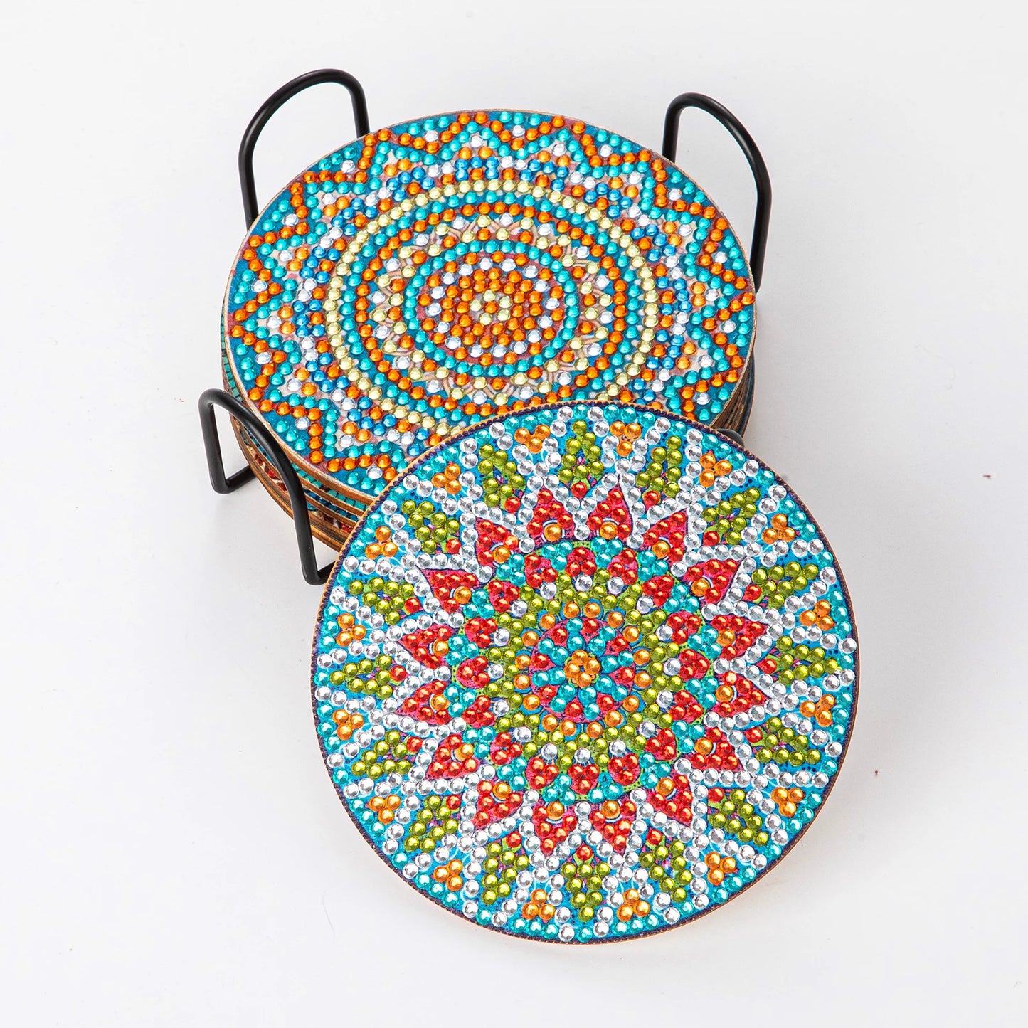 8-Piece DIY Mandala Diamond Painting Coasters | Full Drill Art Set