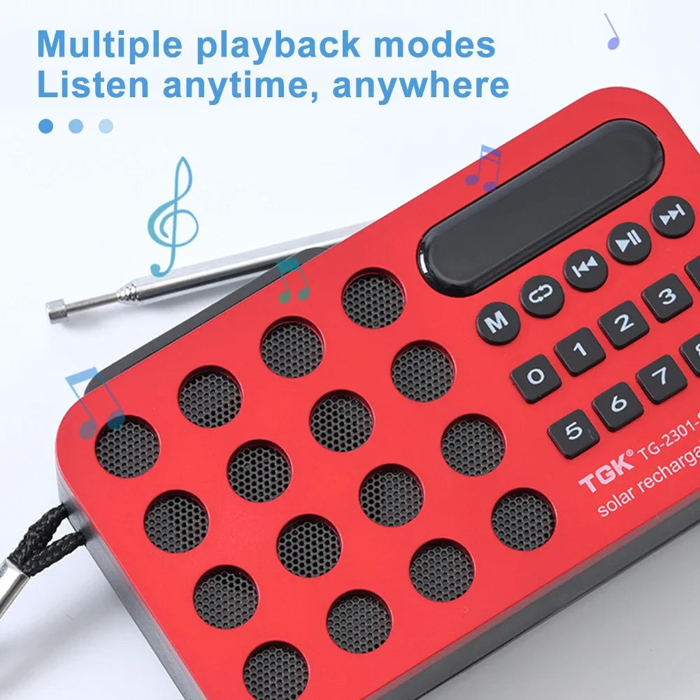 Portable FM Radio Receiver with Bluetooth & Solar Charging
