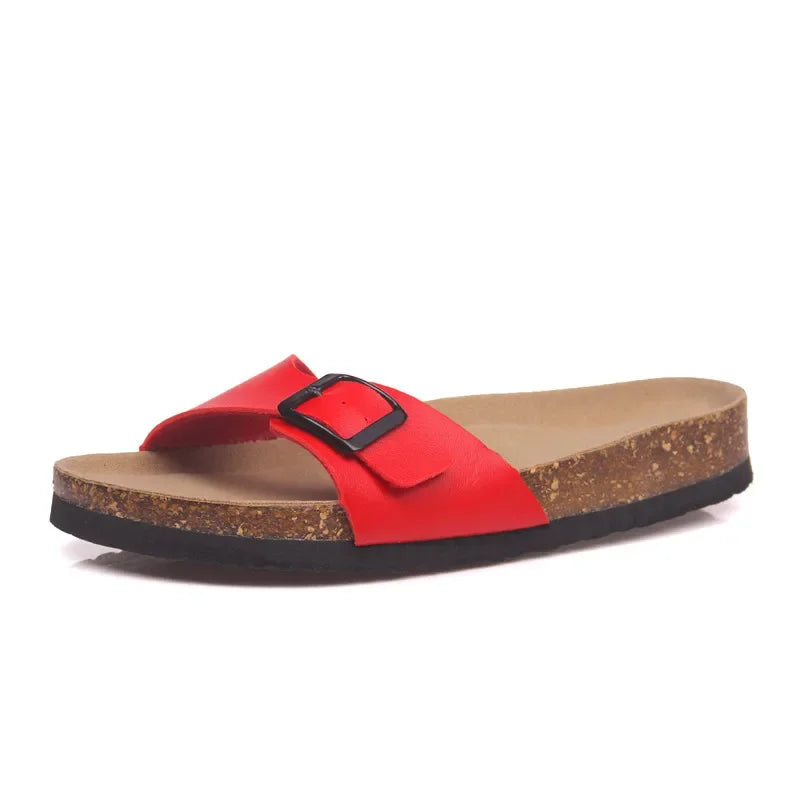 Elegantes chanclas de corcho de verano para mujer | Sandalias informales de playa