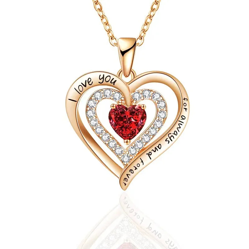 Romantic Sakura Pink Jewelry Box & Heart Necklace Gift Set for Women
