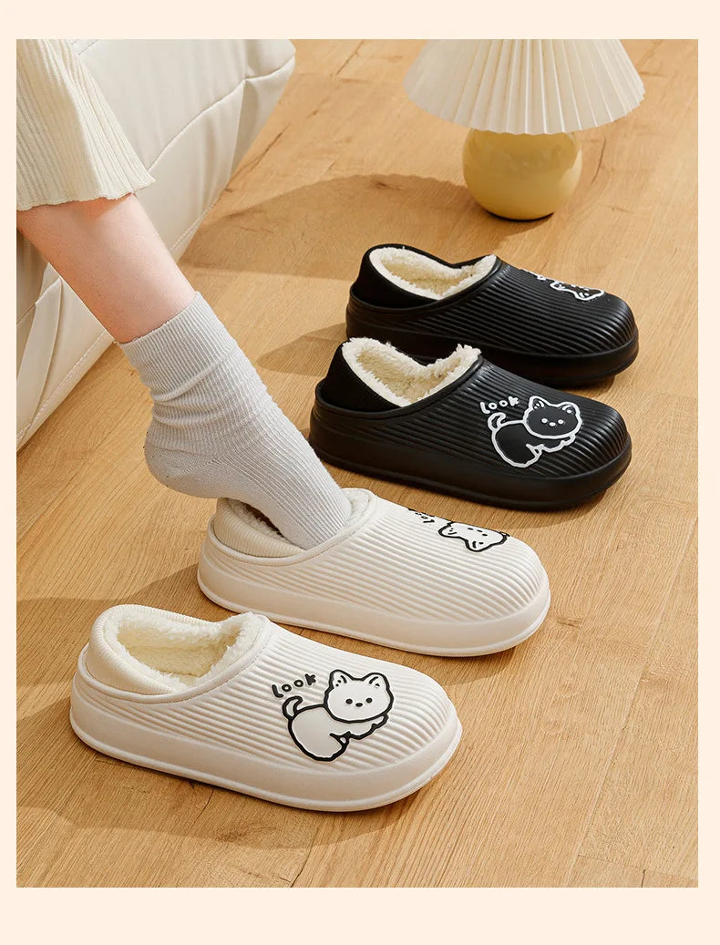 Unisex Waterproof Plush-Lined Slippers | Cozy Indoor Comfort Shoes