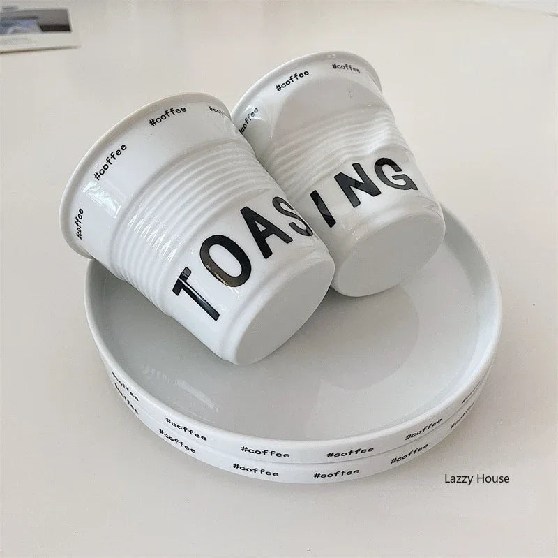 Elegant Korean Style Ceramic Coffee Mug | Nordic Design Tumbler